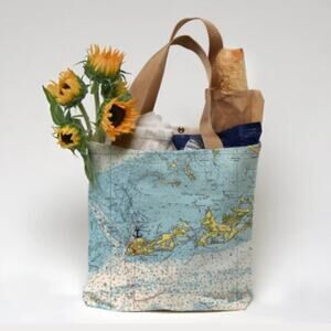 NWT Maritime Tribes Key West Nautical Chart Print Tote Bag